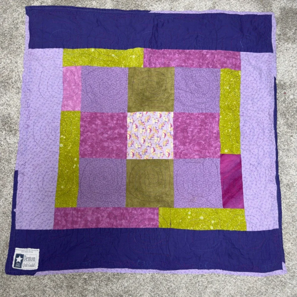 Denton Quilt Guild  Cat Lady Cotton Patchwork Purple Cat Print Makeup Purses‎